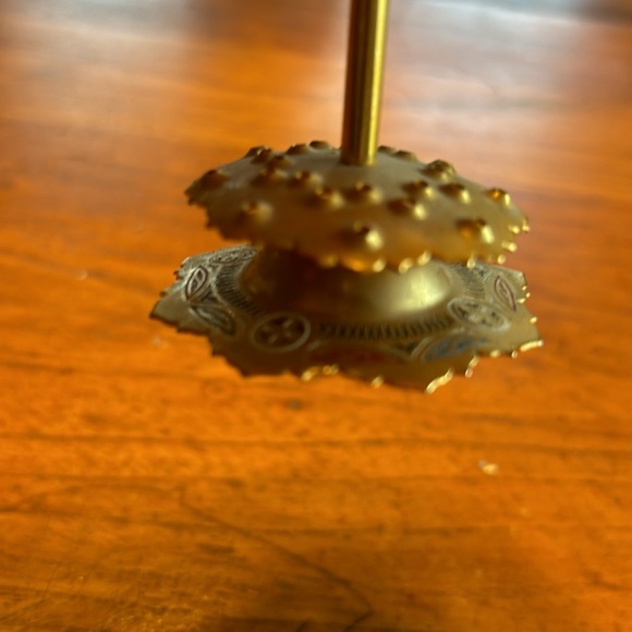 Vintage Toledo Spain gold/silver tone hand decorated 24 appetizer picks & stand - Picture 4 of 13